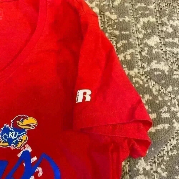 Kansas Jayhawks Women’s Russell Athletic Logo shirt Size Small color Red - Picture 4 of 5